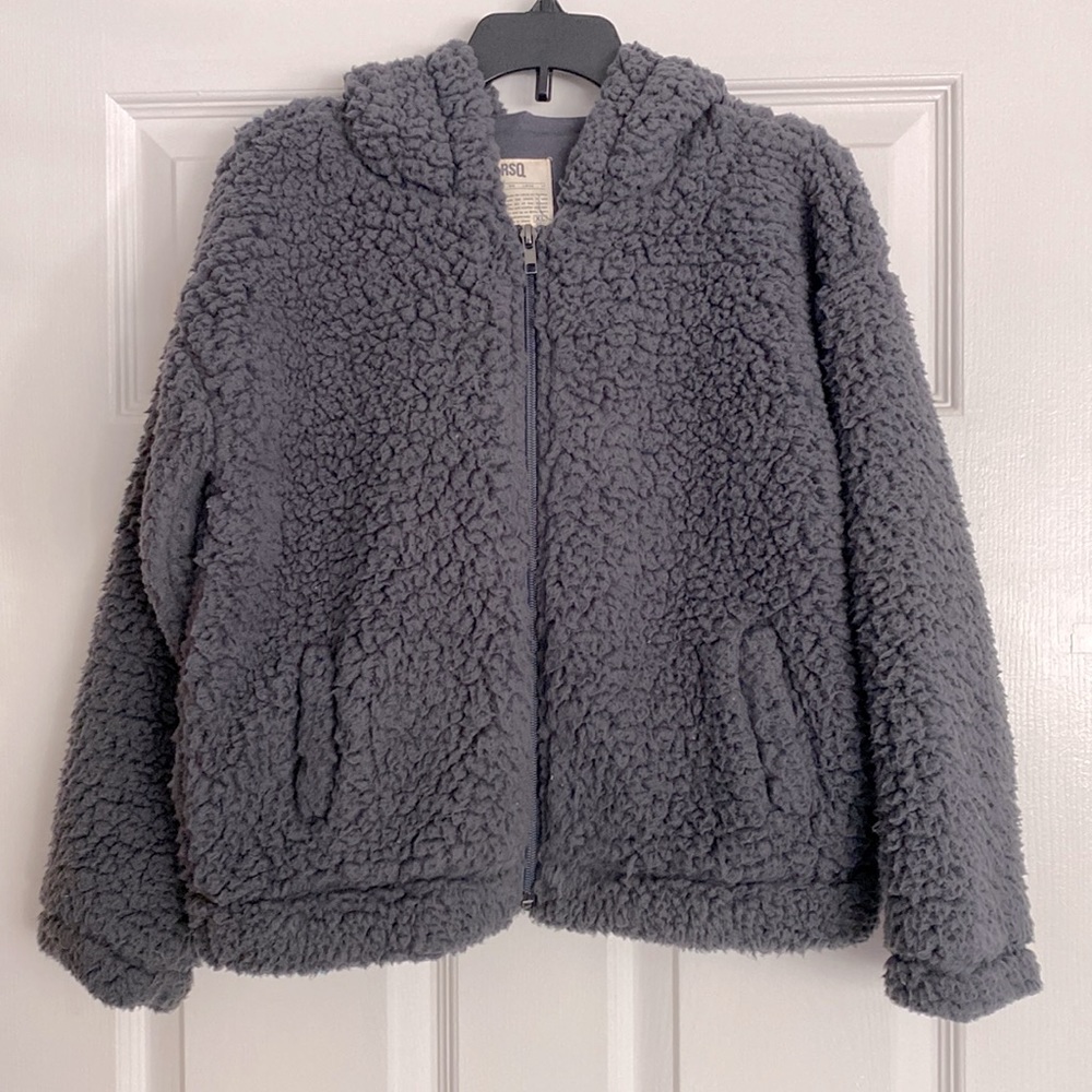 RSG Girls Gray Sherpa Zip-up Hoodie, Size XL